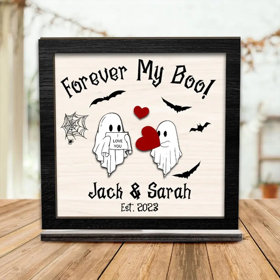 Forever My Boo - Personalized Wooden Plaque - Ghost Sign - Halloween Gift for Couples