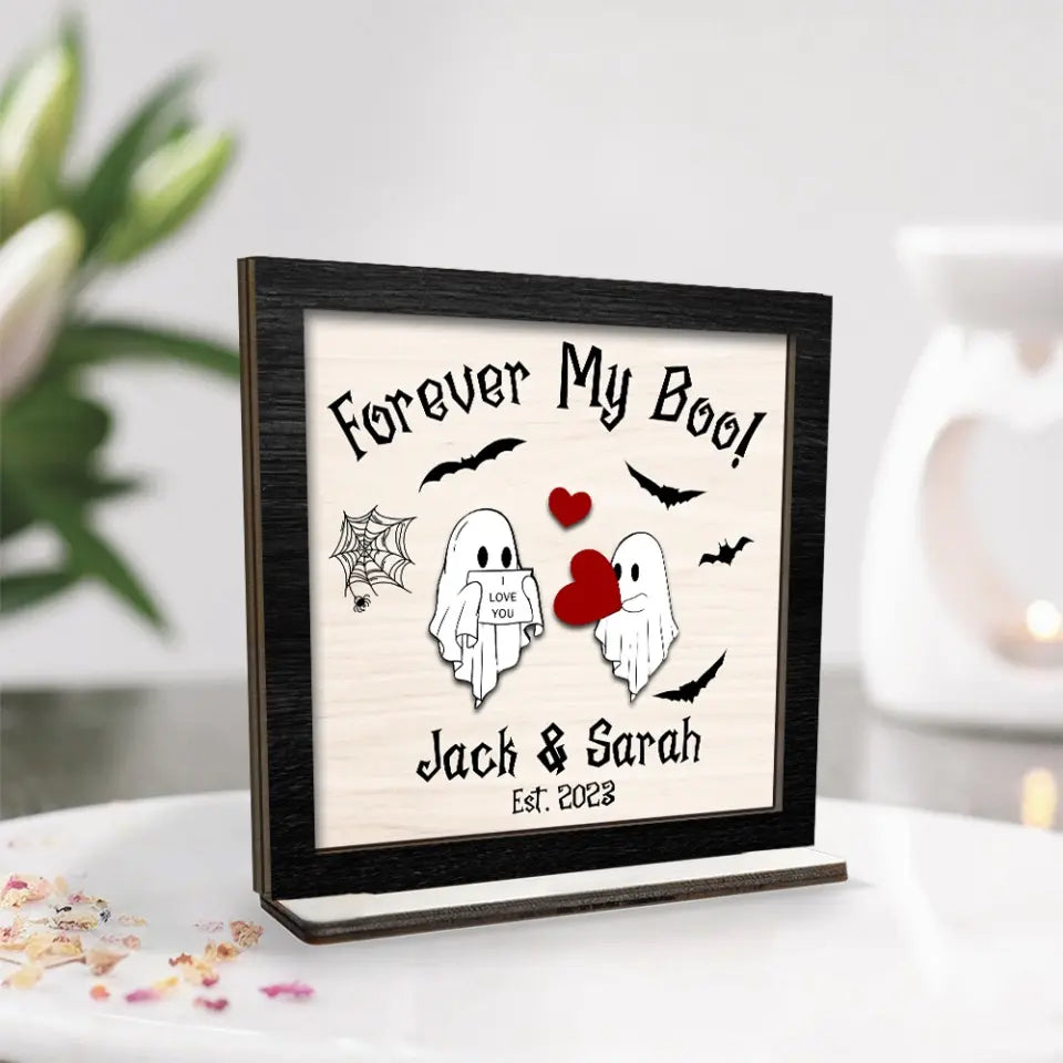 Forever My Boo - Personalized Wooden Plaque - Ghost Sign - Halloween Gift for Couples