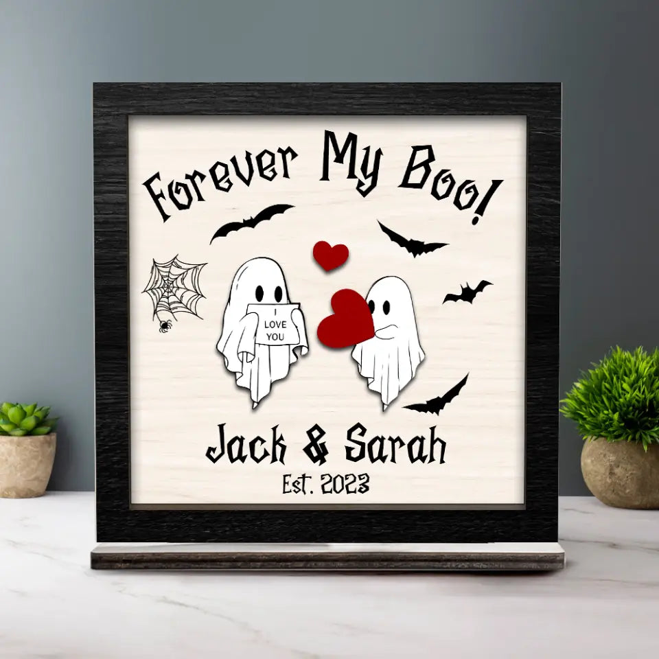 Forever My Boo - Personalized Wooden Plaque - Ghost Sign - Halloween Gift for Couples