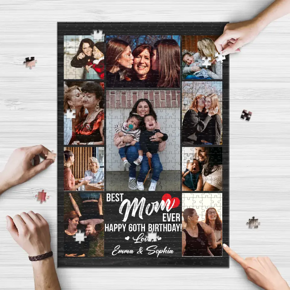 Best Mom Ever Happy Birthday - Rectangle Puzzle Custom Photos - Gift for Mom on Birthday