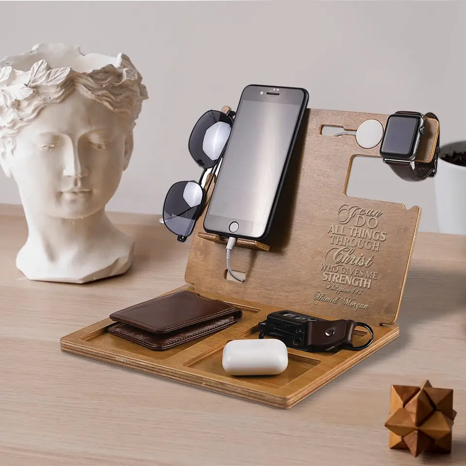 I Can Do All Things Through Christ Who Gives Me Strength - Personalized Dock Station - Gift For Christian