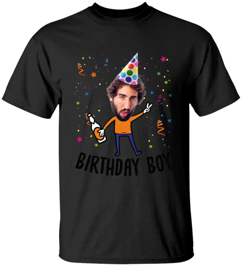 Birthday Girl/Boy with Confetti - Funny T-shirt - Unisex Tee - Personalized Name - Custom Face - Birthday Gift for Female/Male Friend - Birthday Part Keepsake - 303ICNLNTS392