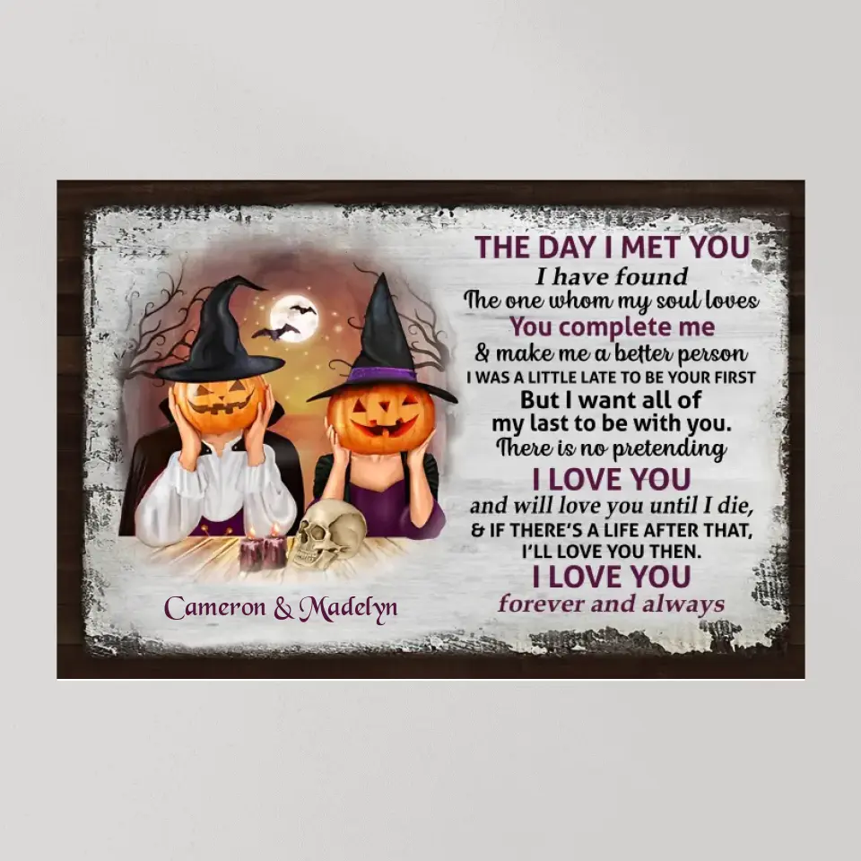 The Day I Met You, Personalized Canvas Poster Wall Art, Halloween Gift For Couple | 309IHPNPCA299