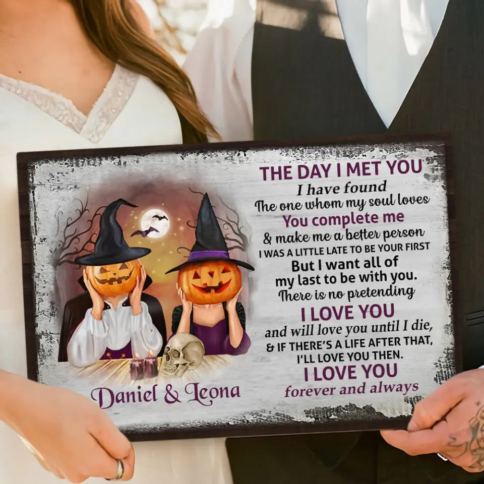 The Day I Met You, Personalized Canvas Poster Wall Art, Halloween Gift For Couple | 309IHPNPCA299