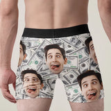 Boxer Brief Underwear with Face - Money
 - Upload Face's Image Men's Boxer - Best Gift For Friends funny Gifts - 304IHPNPMB216