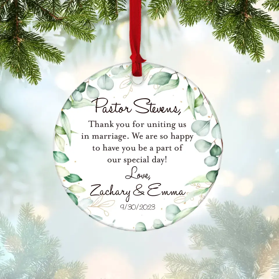 Thank you Pastor For Uniting Us In Marriage Personalized Ornament