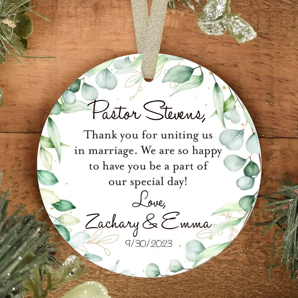 Thank you Pastor For Uniting Us In Marriage Personalized Ornament