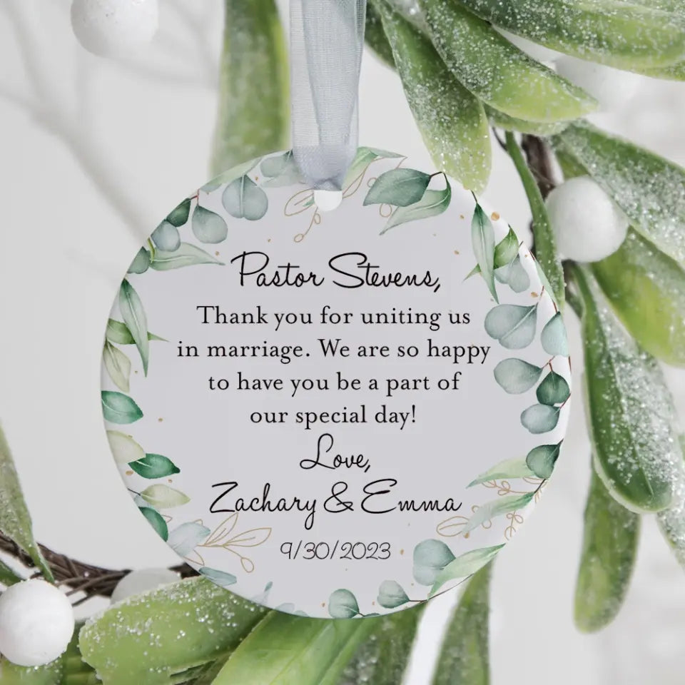 Thank you Pastor For Uniting Us In Marriage Personalized Ornament