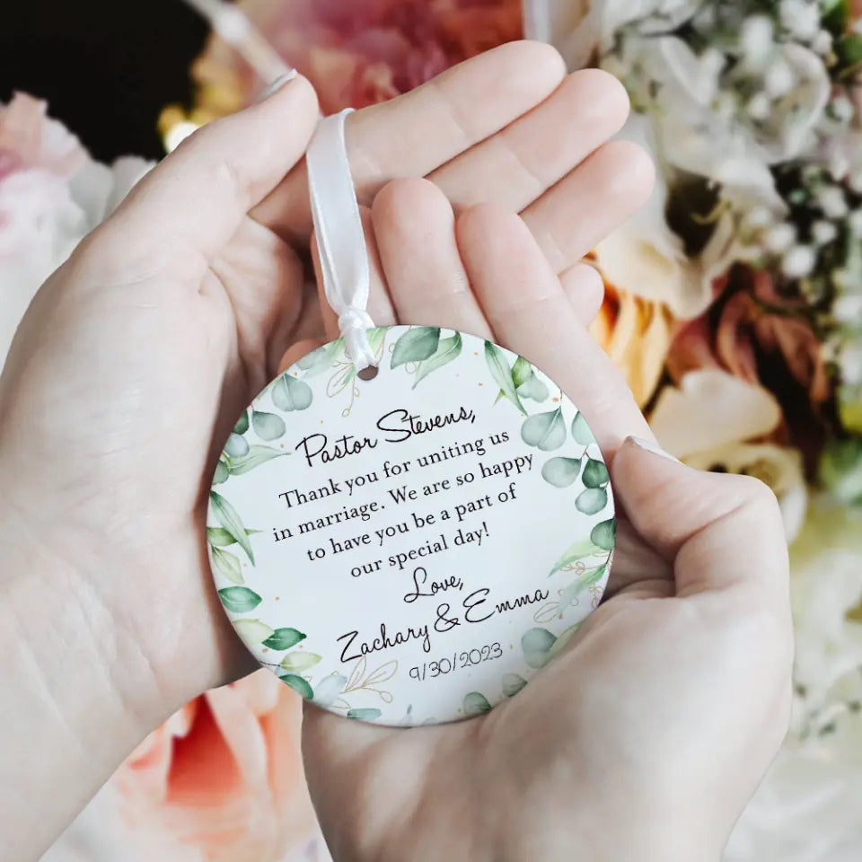 Thank you Pastor For Uniting Us In Marriage Personalized Ornament