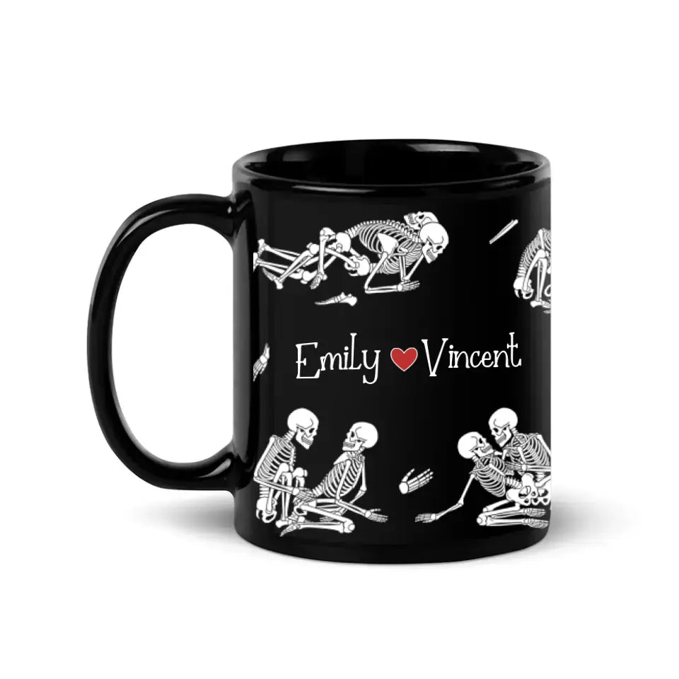 Shake Rattle And Roll - Personalized Black Mug - Halloween Gift For Couple