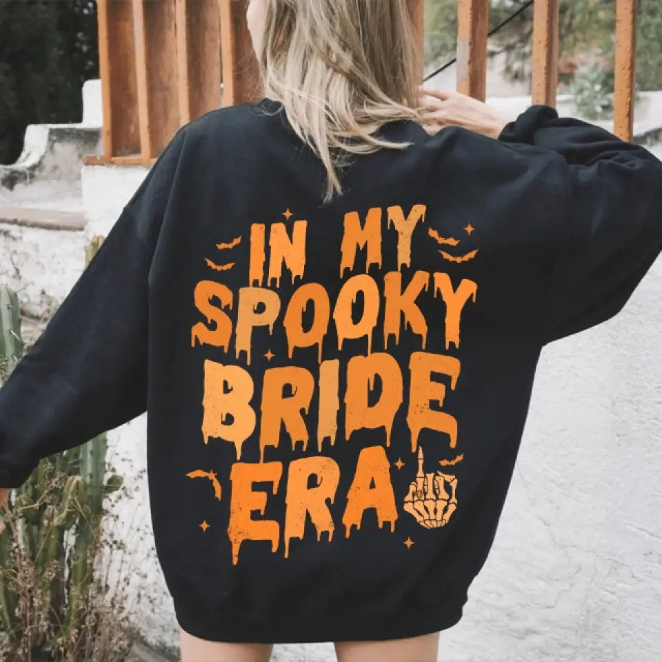 In My Spooky Bride Era, Custom Name T-Shirt Two Sides, Wedding Gift For Halloween, Couple Bride | 309IHPLNTS507