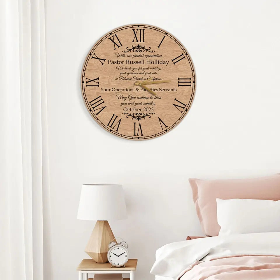 May God Continue To Bless You and Your Ministry, Personalized Wall Clock, Gift For Pastor | 309IHPLNWC628