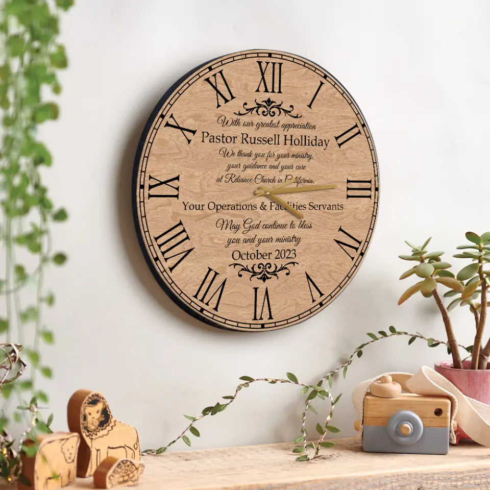 May God Continue To Bless You and Your Ministry, Personalized Wall Clock, Gift For Pastor | 309IHPLNWC628