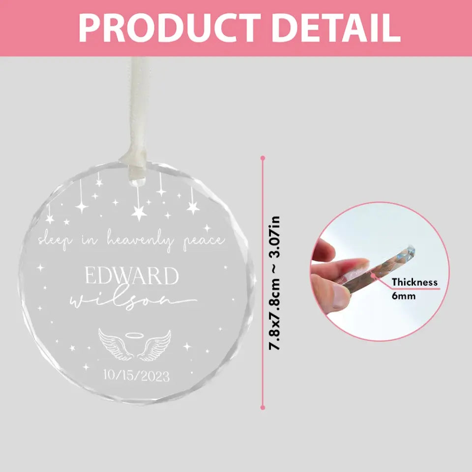 Sleep In Heavenly Peace, Personalized Glass Ornament, Memorial Gift Sympathy Gift | 309IHPBNOR1052