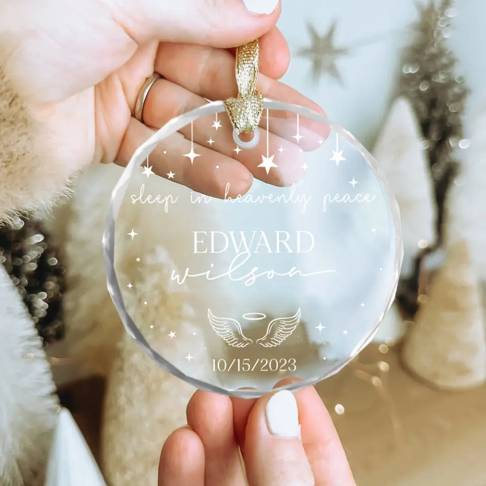 Sleep In Heavenly Peace - Personalized Glass Ornament