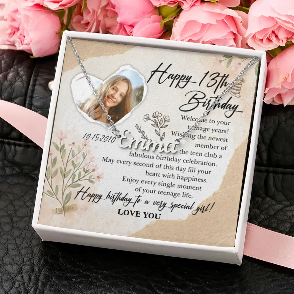 Happy 13th Birthday Custom Name Necklace