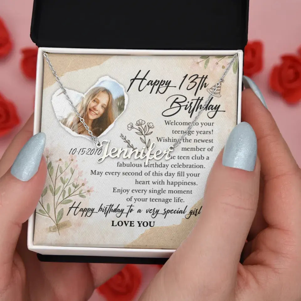 Happy 13th Birthday Custom Name Necklace