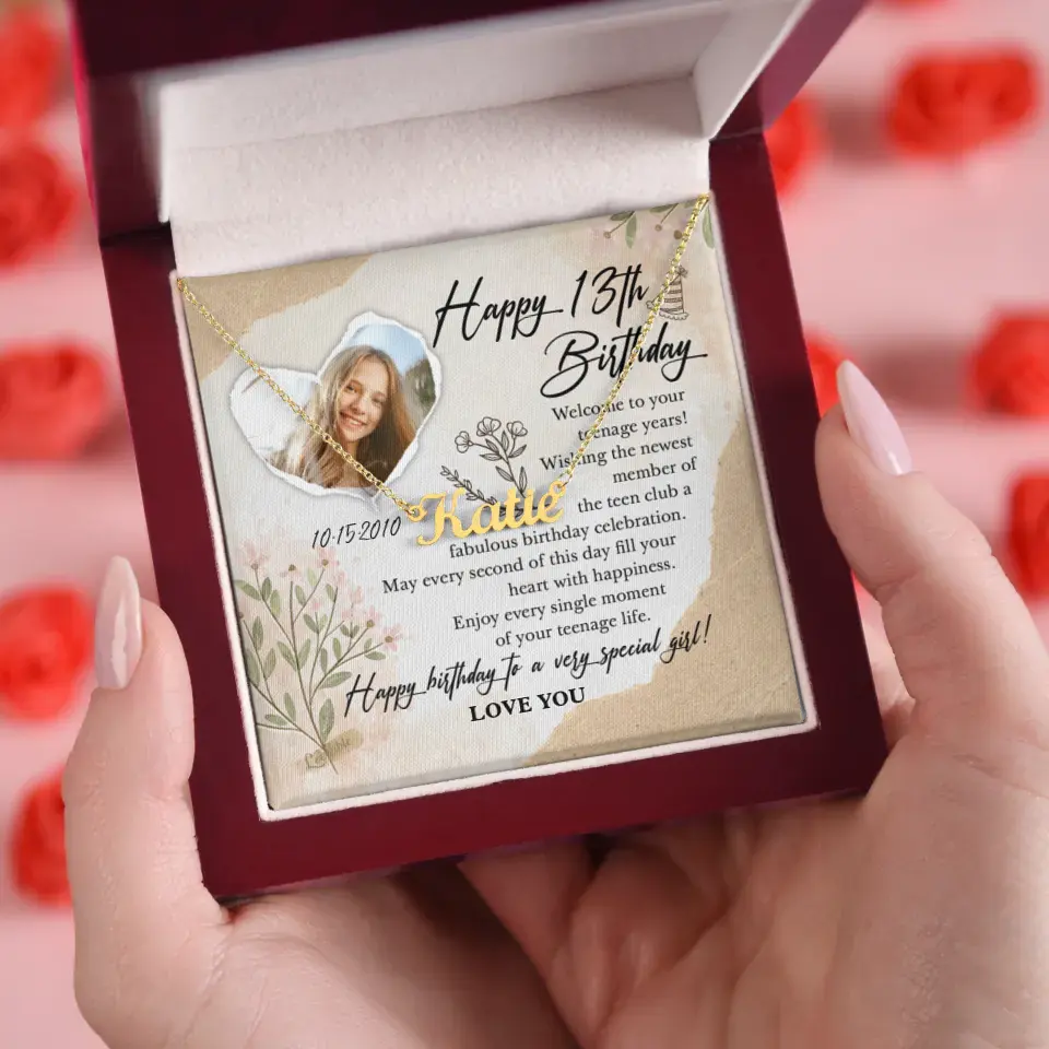 Happy 13th Birthday Custom Name Necklace