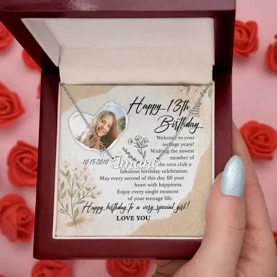 Happy 13th Birthday Custom Name Necklace