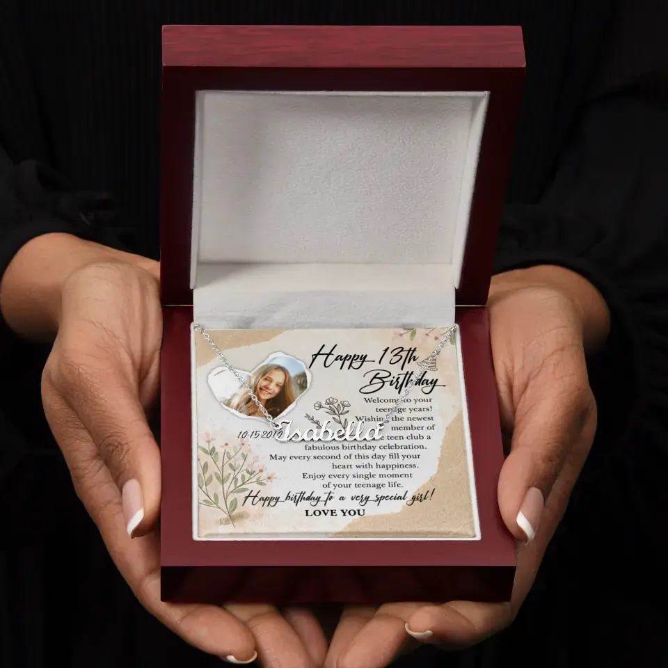 Happy 13th Birthday Custom Name Necklace