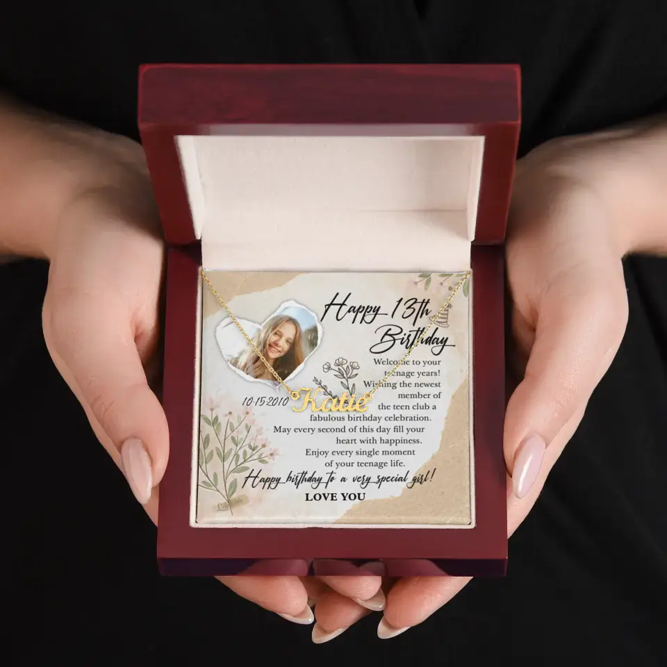 Happy 13th Birthday Custom Name Necklace