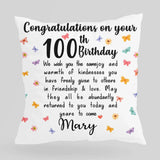 100th Birthday Congratulation Personalized Pillow Birthday Anniversary Gift | 207HNTHPI381