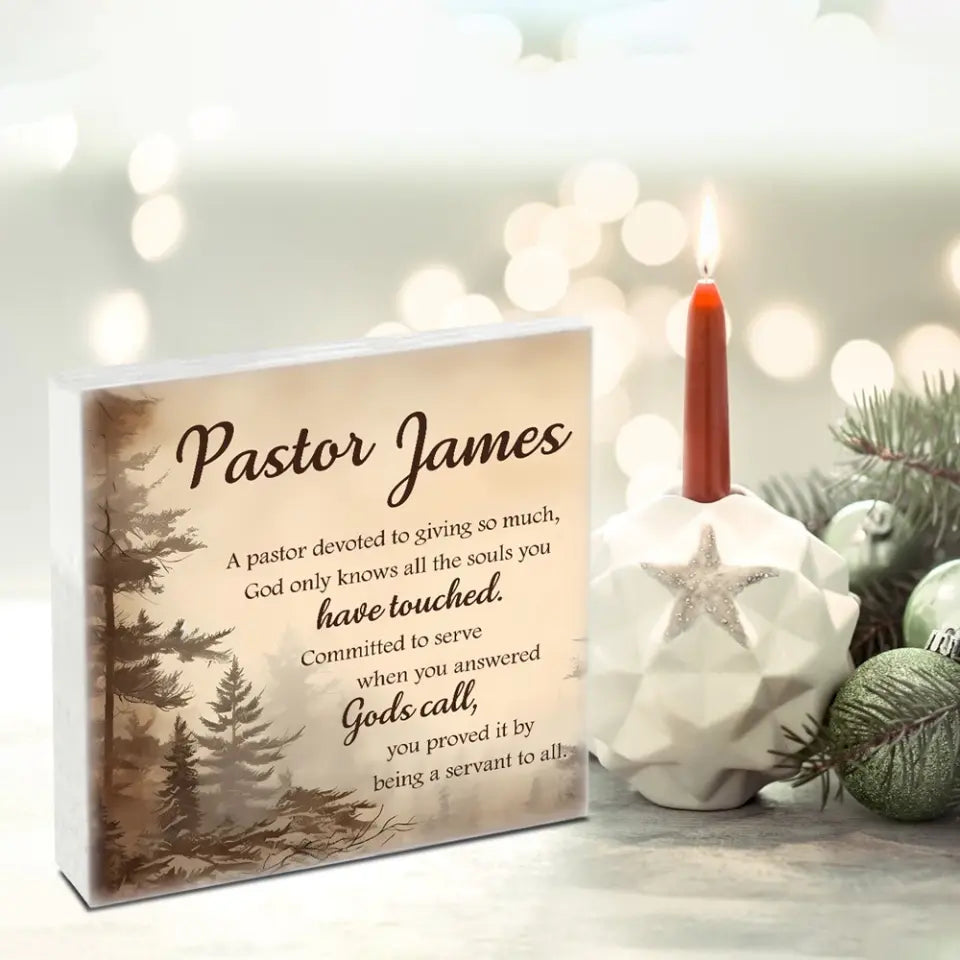 Pastor Appreciation Gifts - Pastor Retirement Gift - Personalized Acrylic Plaque - Custom Desk Sign