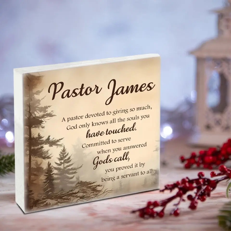 Pastor Appreciation Gifts - Pastor Retirement Gift - Personalized Acrylic Plaque - Custom Desk Sign