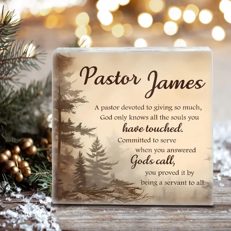 Pastor Appreciation Gifts - Pastor Retirement Gift - Personalized Acrylic Plaque - Custom Desk Sign