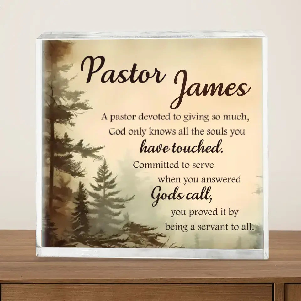 Pastor Appreciation Gifts - Pastor Retirement Gift - Personalized Acrylic Plaque - Custom Desk Sign