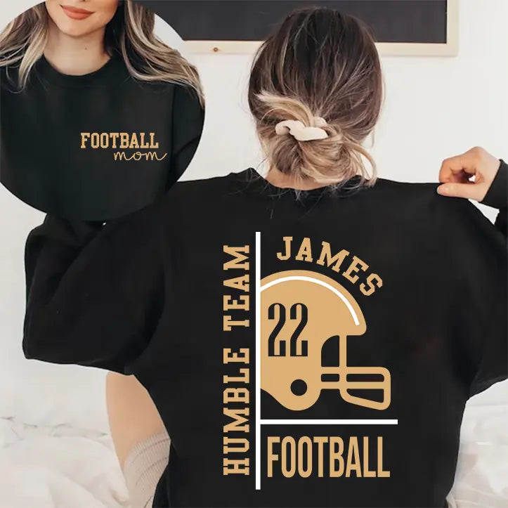 Football Mom - Personalized Sweatshirt/Tshirt - Custom Name, Number - Football Mom Gift