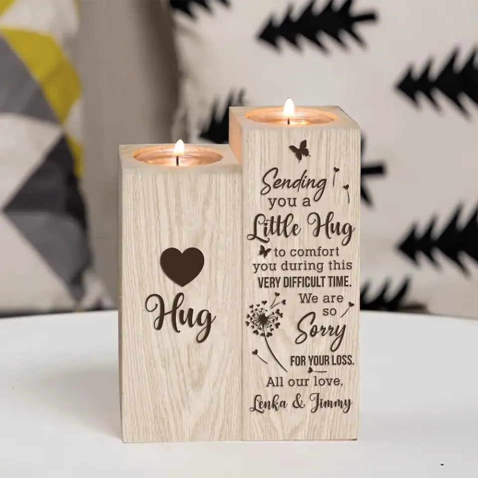 Sending You A Little Hug To Comfort Wooden Candle Holder Memorial Gift