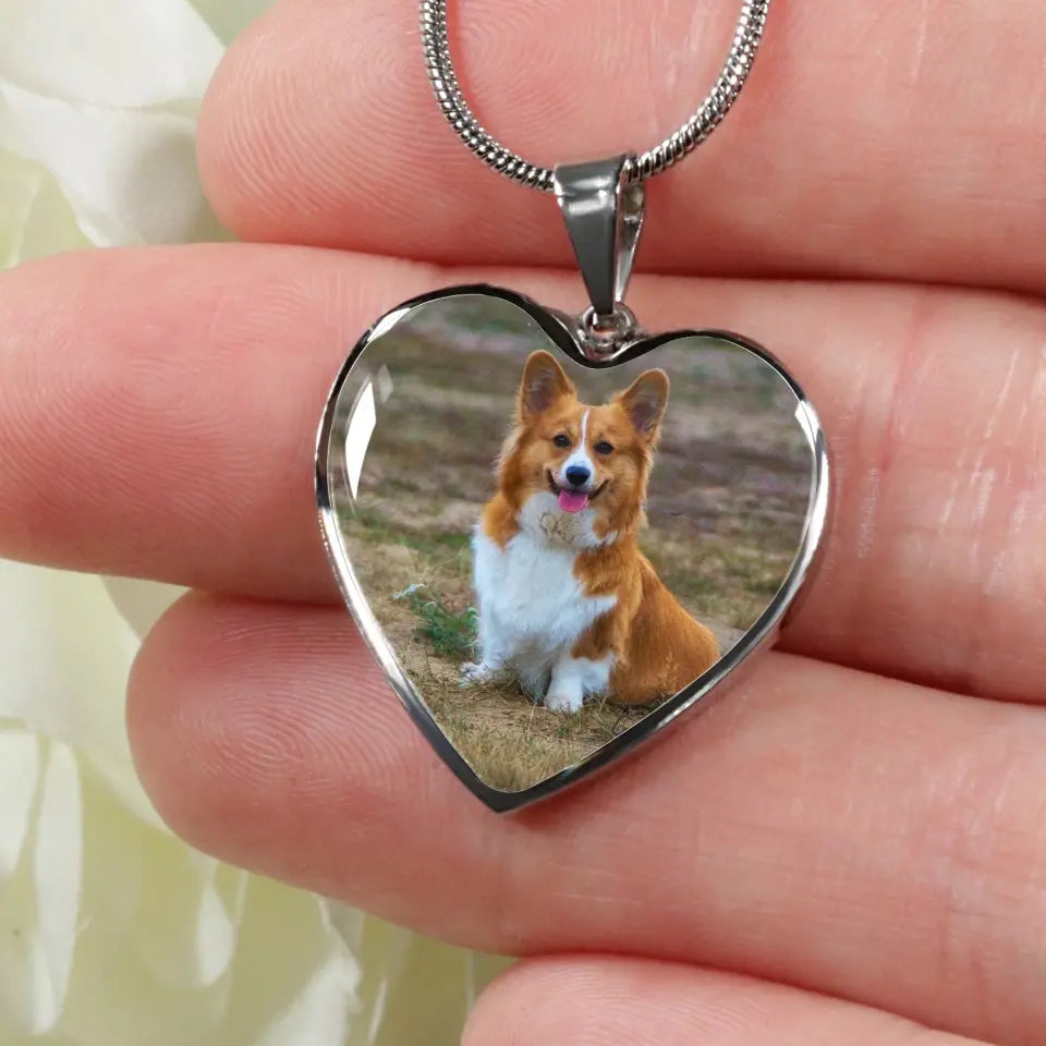 Custom Photo Personalized Heart Silver Necklace Graphic Keychain