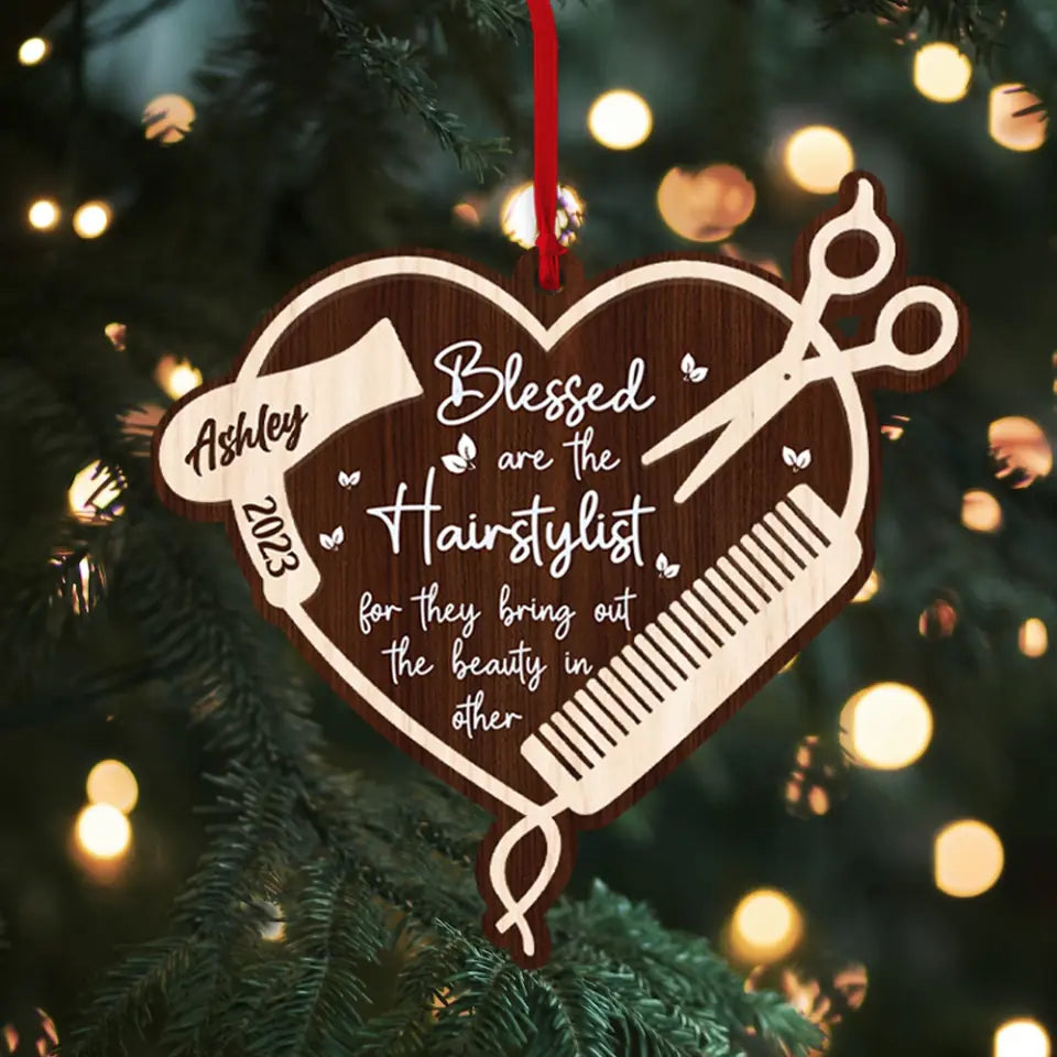 Blessed Are The Hairstylist Personalized Ornament Gift For Hairdresser