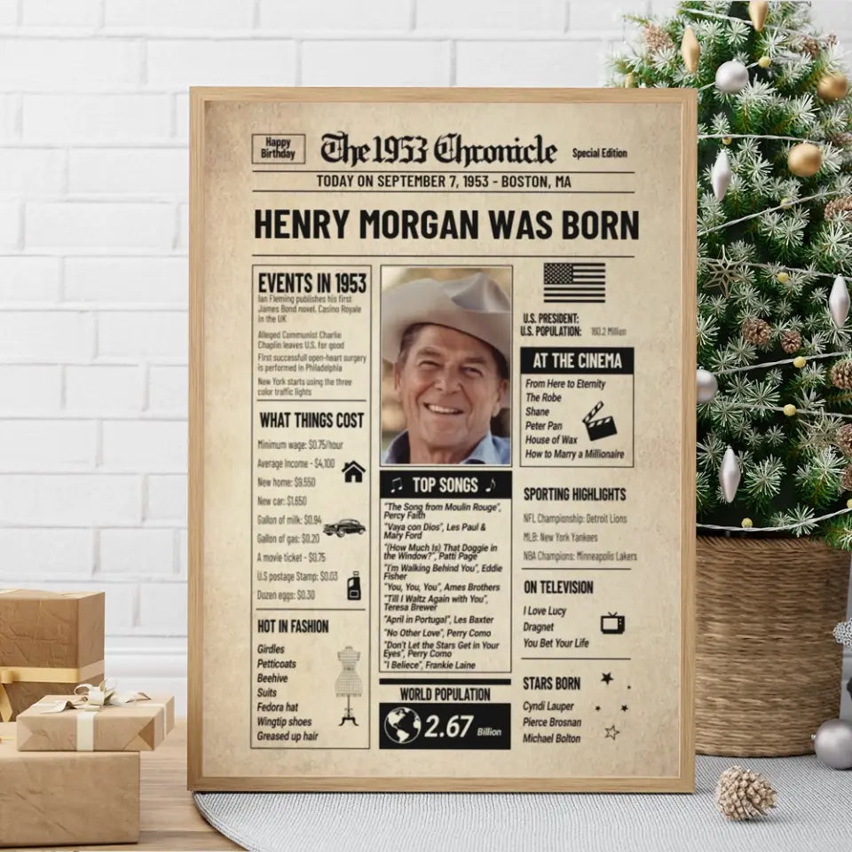 The 1953 Chronicle Events In 1953, Personalized Canvas Wall Art, Gift For 70 Years Old Birthday | 310IHPNPCA1084