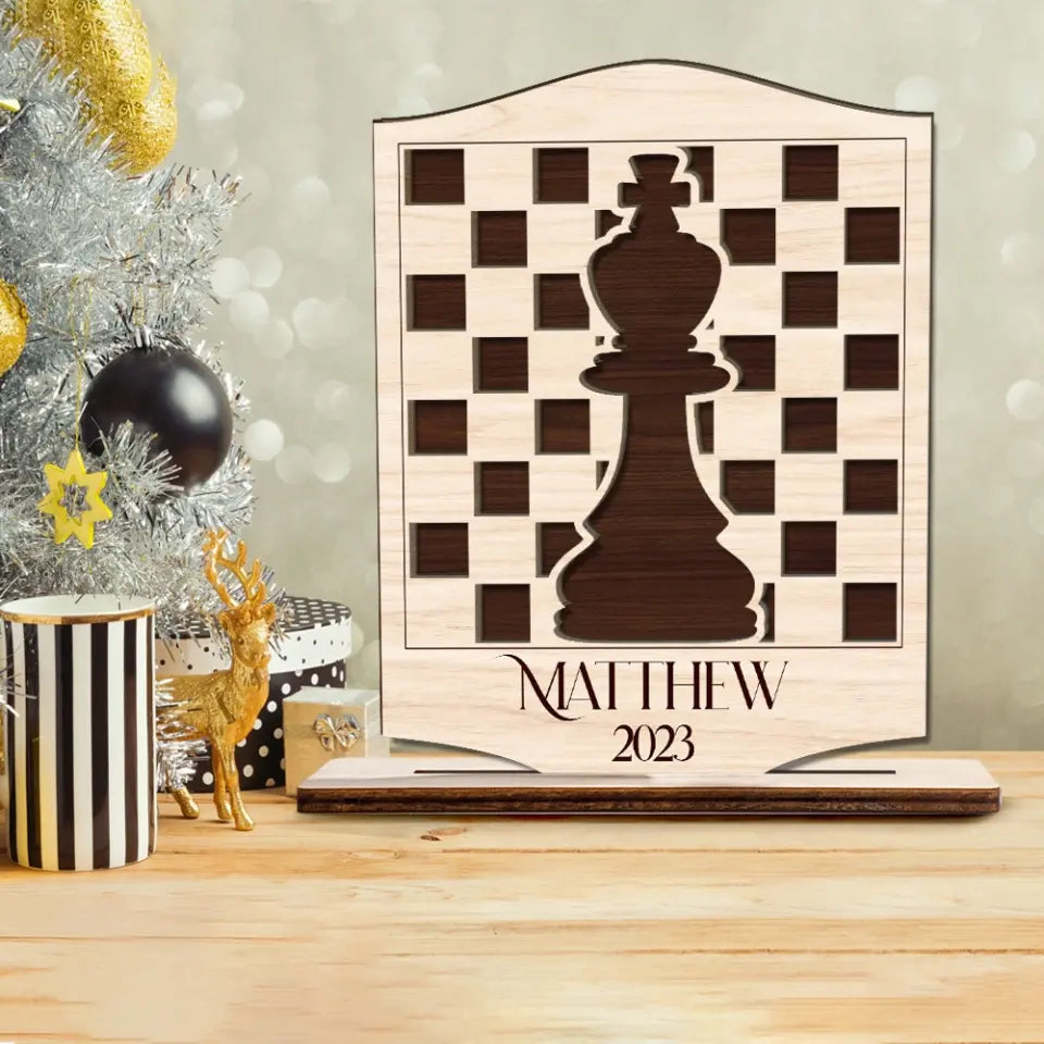 Chess Queen Chess Wooden, Personalized Wooden Plaque, Desk Décor For Chess Lovers | 309IHPLNWP312