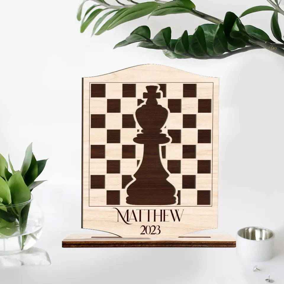 Chess Queen Chess Wooden, Personalized Wooden Plaque, Desk Décor For Chess Lovers | 309IHPLNWP312
