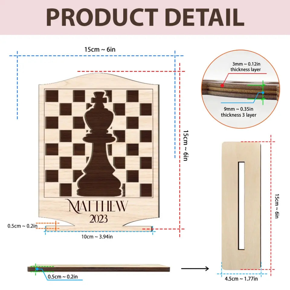 Chess Queen Chess Wooden, Personalized Wooden Plaque, Desk Décor For Chess Lovers | 309IHPLNWP312