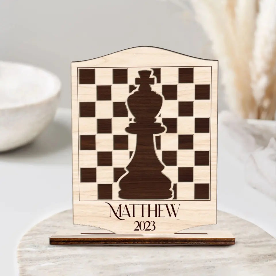 Chess Queen Chess Wooden, Personalized Wooden Plaque, Desk Décor For Chess Lovers | 309IHPLNWP312
