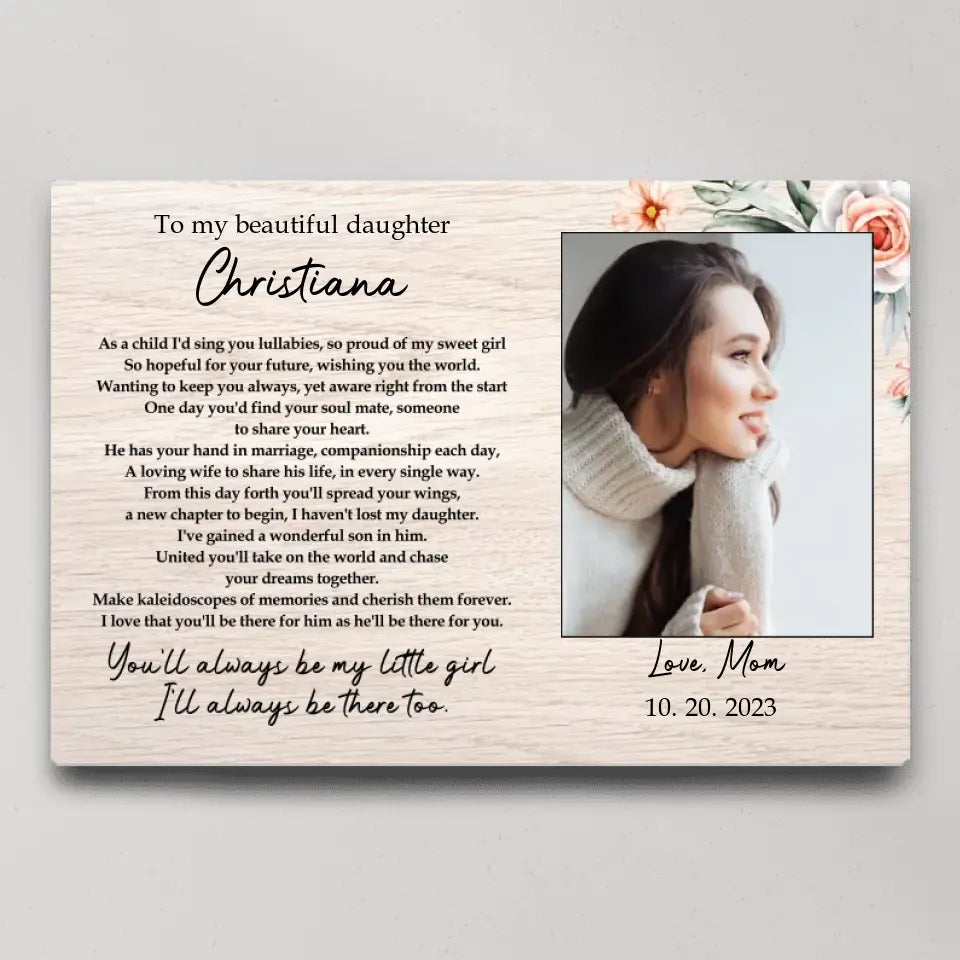 To My Beautiful Daughter - Personalized Poster Canvas - Wedding Gift For Daughter | 310IHPNPCA430