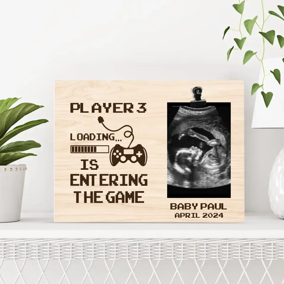 Player 3 Is Entering The Game, Personalized Photo Clip Frame, Gift For New Mom Pregnant Wife | 310IHPLNPT1086