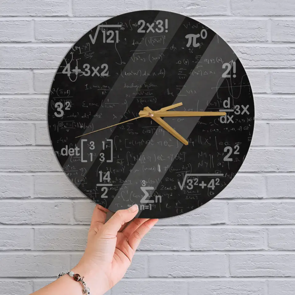 Mathematics, Math Formulas Icons, Wall Clock, Classroom Decor Gift For Teacher Math Lovers | 309IHPBNWC269