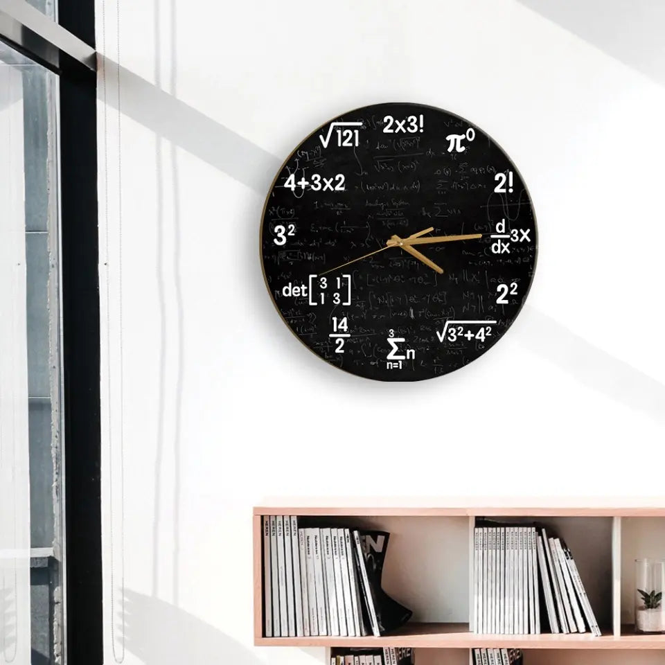 Mathematics, Math Formulas Icons, Wall Clock, Classroom Decor Gift For Teacher Math Lovers | 309IHPBNWC269