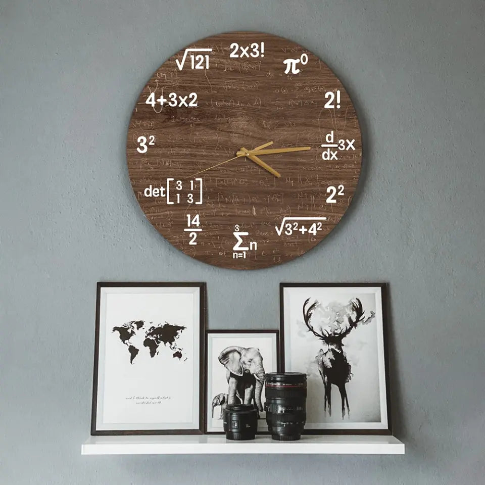 Mathematics, Math Formulas Icons, Wall Clock, Classroom Decor Gift For Teacher Math Lovers | 309IHPBNWC269