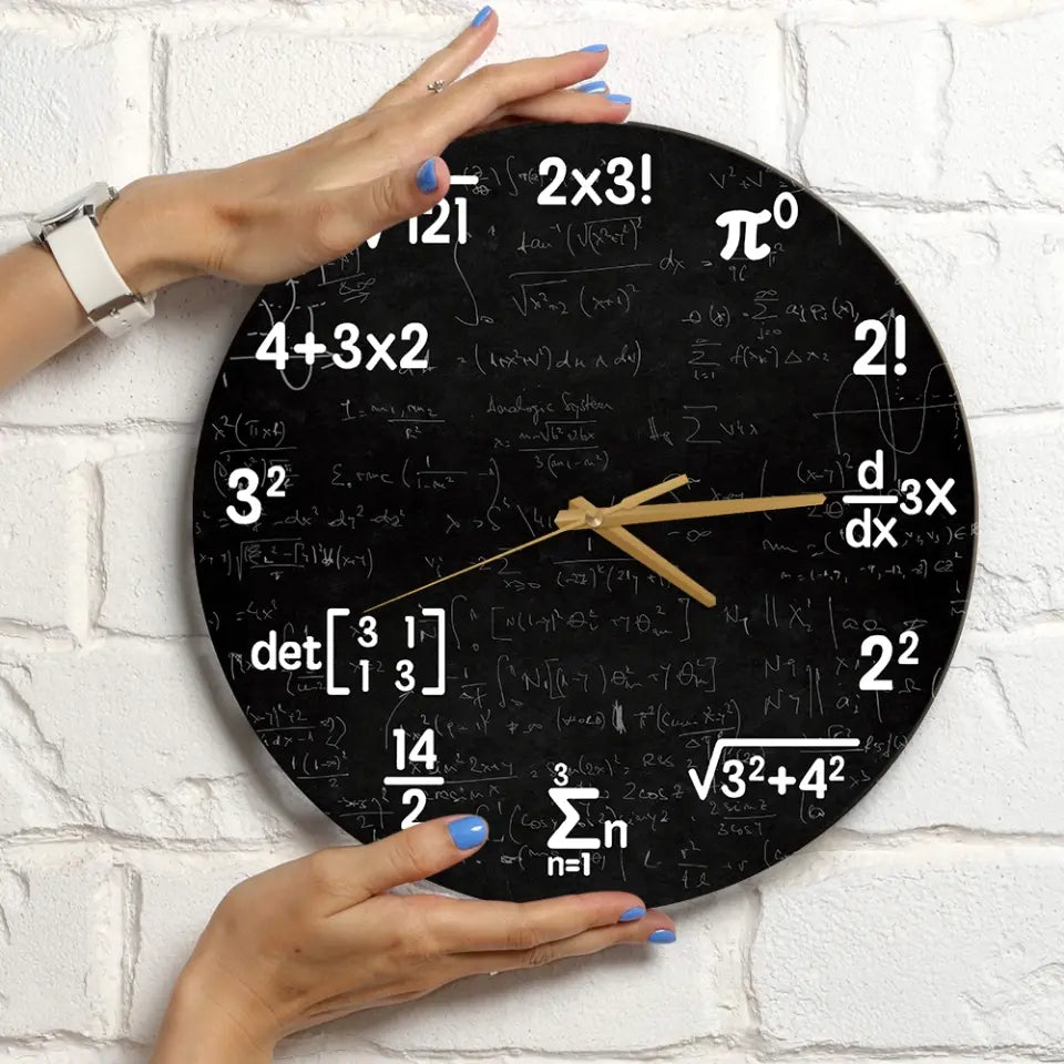 Mathematics, Math Formulas Icons, Wall Clock, Classroom Decor Gift For Teacher Math Lovers | 309IHPBNWC269