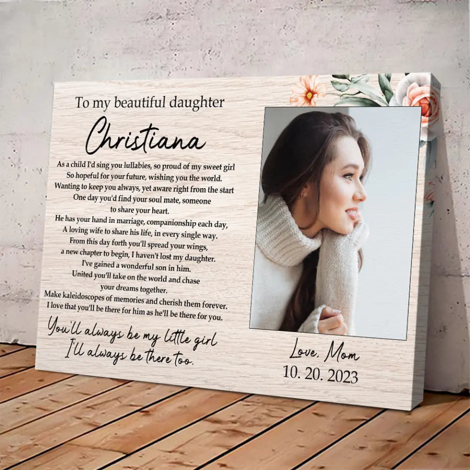 To My Beautiful Daughter - Personalized Poster Canvas - Wedding Gift For Daughter