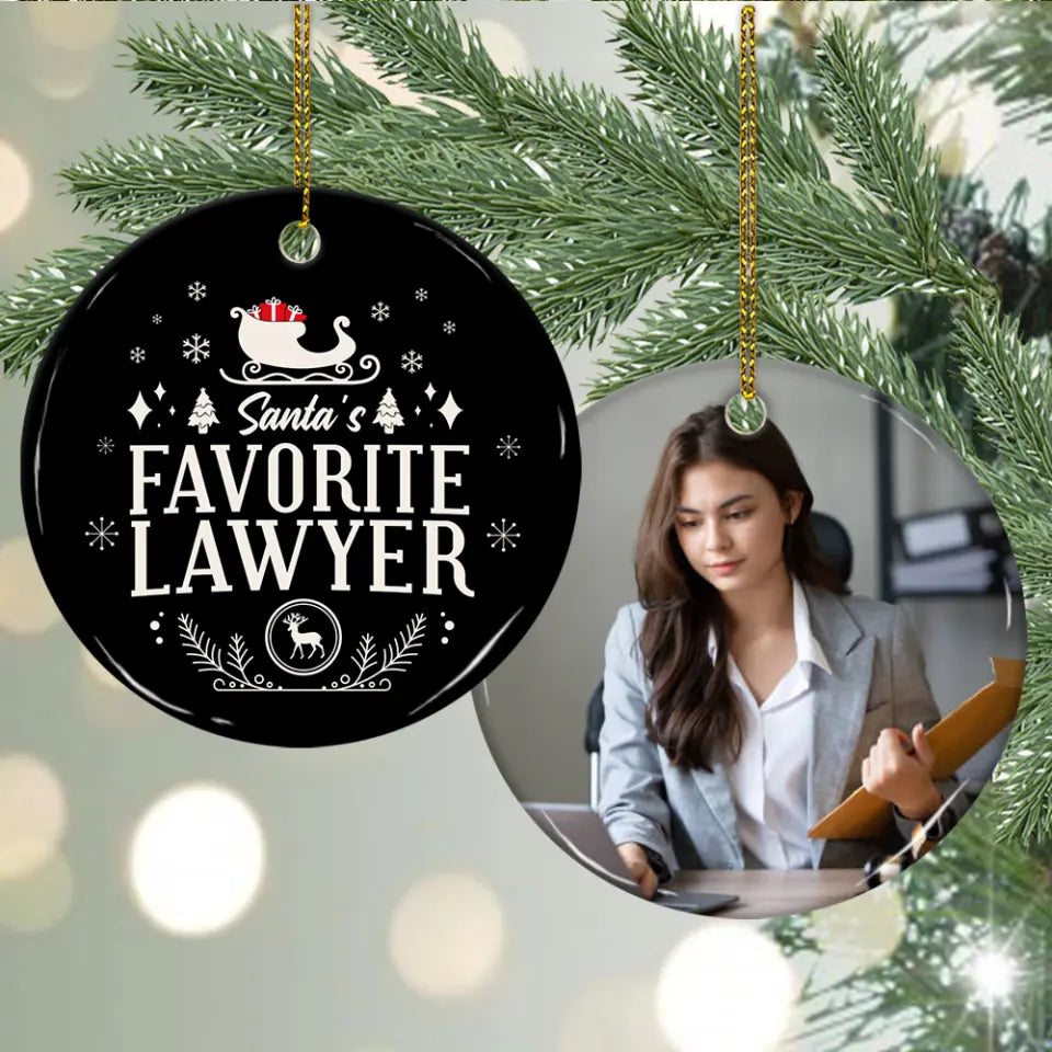 Santa's Favorite Lawyer - Personalized Ceramic Ornament