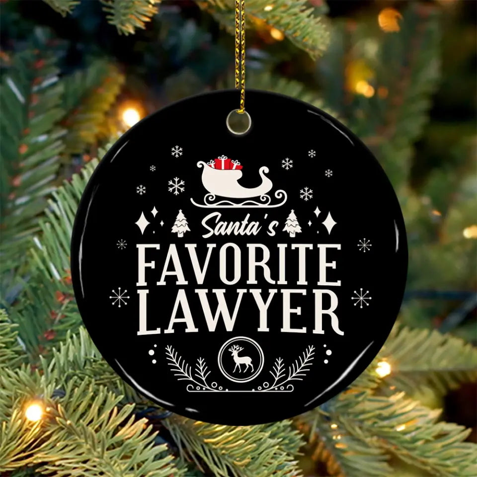 Santa's Favorite Lawyer - Personalized Ceramic Ornament