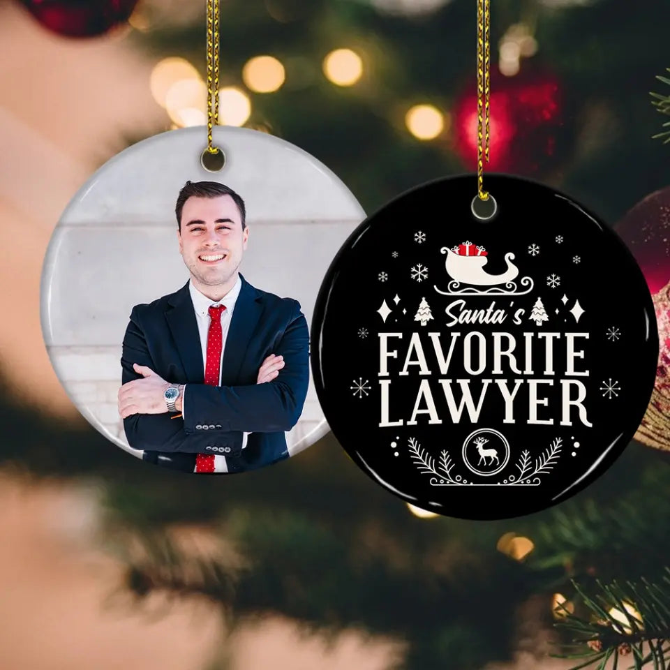 Santa's Favorite Lawyer, Custom Photo Ceramic Ornament, Gift For Lawyer, Law Students | 310IHPNPOR1101