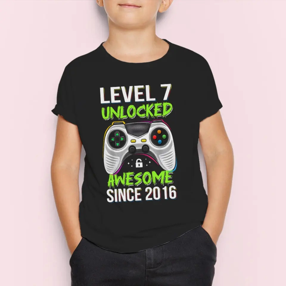 Level Unclocked Awesome Since, Personalized Youth Shirt, Baby Bodysuit, Birthday Gift For Children, Kids | 310IHPNPTS1097
